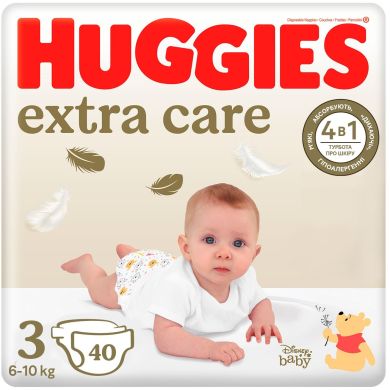 Подгузники Huggies Extra Care Size 3 (6-10 кг) 40 шт 9400878/9400875 5029053574400, M