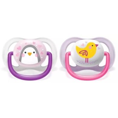Пустушка ортодонтична Avent Ultra Air Animal для дівчат, від 0 до 6 місяців, 2 шт SCF080/06