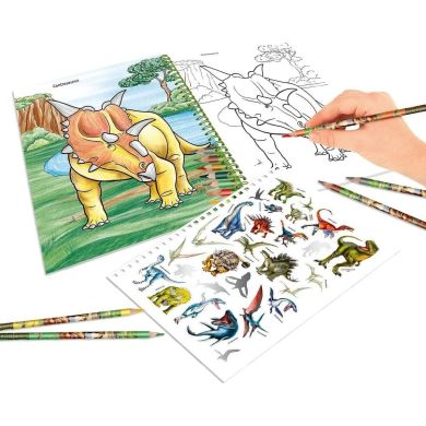 Альбом для розфарбовування з олівцями (8шт) Dino World 0411385