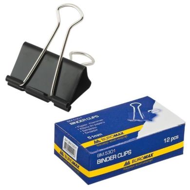 Біндер металевий BUROMAX 51мм, 12шт, black BM.5301