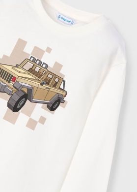 Кофта для мальчика принт машина Mayoral 104 Молочный 4052