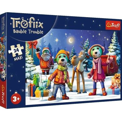 Пазли 24 Maxi Winter time with Trefliks Трефліки будують сніговика Trefl 14375