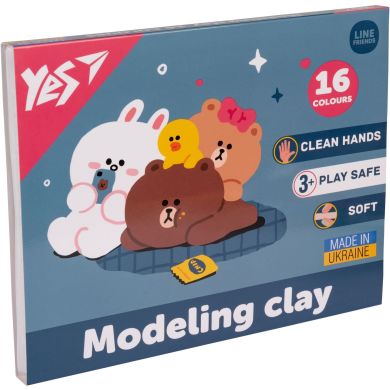 Пластилін Yes, 16 кольорів 320г Line Friends 540675