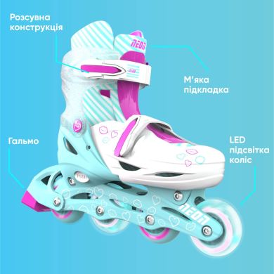 Роликові ковзани Neon Inline, розмір 34-37, бірюзовий NT08T4