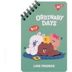 Блокнот YES 95х145 мм, 60 аркушів, подвійна cпіраль Line Friends Ordinary days 151757