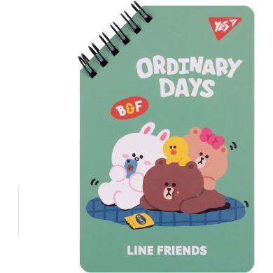 Блокнот YES 95х145 мм, 60 аркушів, подвійна cпіраль Line Friends Ordinary days 151757