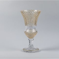 Кришталева ваза Empire Diamand на ніжці, золота, h40 см CRISTAL DE PARIS 83046/40/01, 40