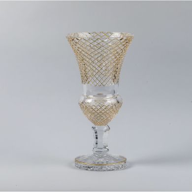 Кришталева ваза Empire Diamand на ніжці, золота, h40 см CRISTAL DE PARIS 83046/40/01, 40
