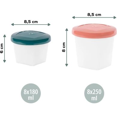 Набір контейнерів для їжі Babybols Kit 8x250ml + 8x180ml A004316