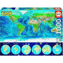Пазли 1000 неон Карта світу 16760