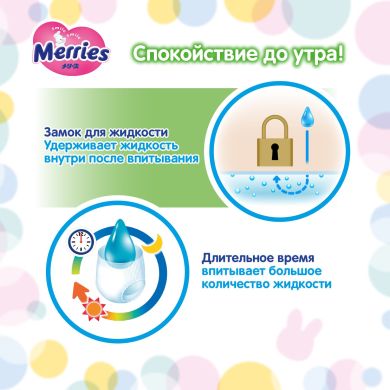 Трусики-подгузники японские детские размер S 4-8 кг/62 шт (SJ) Merries 587714 4901301316073, S