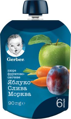 Пюре Gerber Яблоко, слива и морковь 90 г 12357934 7613036345903