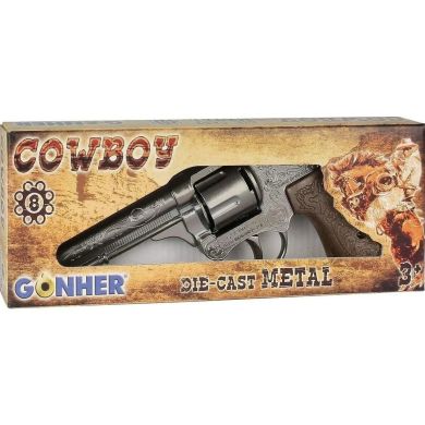 Іграшковий револьвер Gonher Cowboy на пістонах, 8-зарядний 80/0