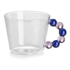 Collier Набір 2 прозорих чашки, рожево-блакитна ручка, V 200 мл IVV 9096.2