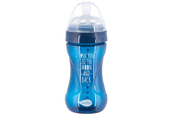 Детская Антиколиковая бутылочка Nuvita Mimic Cool 250 мл темно-синяя NV6032NIGHTBLUE, Синий