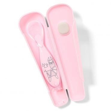 Ложечка м'яка силіконова з присоскою в футлярі (Рожевий/ М'ятний) BabyOno 1461/01