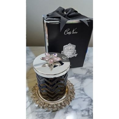 Набір Свічка з хустинкою у чорній склянці Black & Silver Flower Cote noire HCS02