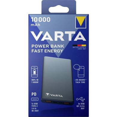 Універсальна літієва батарея Power Bank Varta Fast Energy 10000mAh Gray 57981101111