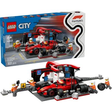 Конструктор Пит-стоп и пит-экипаж F1 с болидом Ferrari LEGO City 60443