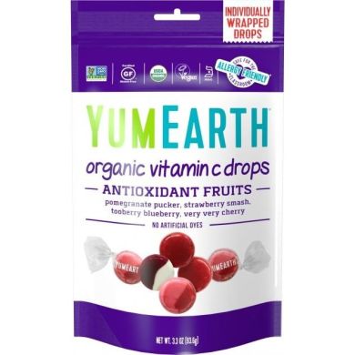 Леденцы органические с витамином С Антиоксидантные фрукты 93,6 г, YumEarth 1502