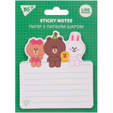 Бумага с липким слоем YES фигурная Line Friends, 40 листов 170332