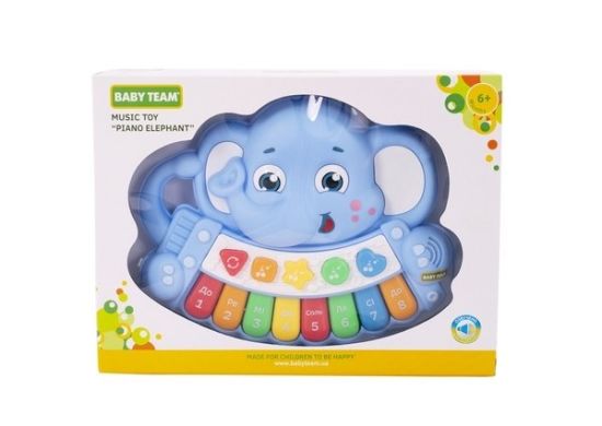 Пианино музыкальное Baby Team Слоник 8630, Голубой