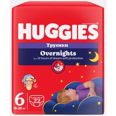 Трусики-підгузки Huggies Overnights Pants 6 15-25 кг 22 шт 5029053581101, XXL