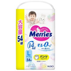 Трусики-підгузники дитячі розмір L 9-14 кг / 54 шт (UJ) Merries 4901301442956, L
