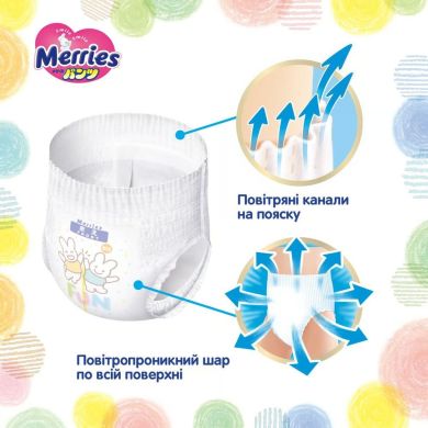 Трусики-підгузники дитячі розмір L 9-14 кг / 54 шт (UJ) Merries 4901301442956, L