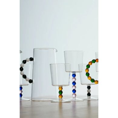 Collier Набор 2 бокала, прозрачное стекло, розовый/синий стебель, h 20 см IVV 8898.1