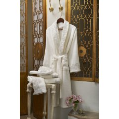 Комплект для вани STEPHANIE CREAM-SILVER (халат S/M, 2 рушника, капці) PEPPERHOME STEPHANIE 0246