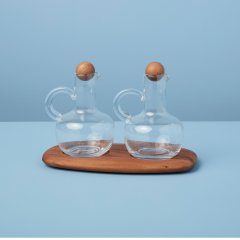 Набір для олії та оцту з підносом з акації 21x10.75x14 Be Home 41-36
