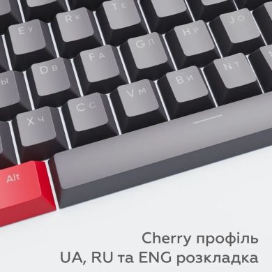 Набір кейкапів DARK PROJECT PBT KS-42 ENG/UA/RU червоно-сірі DP-KS-0042