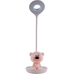 Настільна лампа LED з акумулятором Ведмідь, рожевий Kite K24-492-2-2, Рожевий