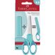 Ножиці дитячі Faber-Castell School Scissors для правшів та шульг, з ковпачком для леза, бірюзові 181554 32365
