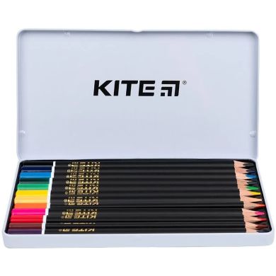 Олівці кол. тригран, 12 шт., мет. пенал Kite Dogs Kite K22-058-1
