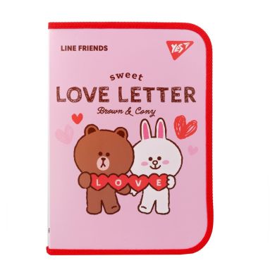 Папка факультативная A4 пласт на молнии Line Friends с внутрь карманом YES 492108