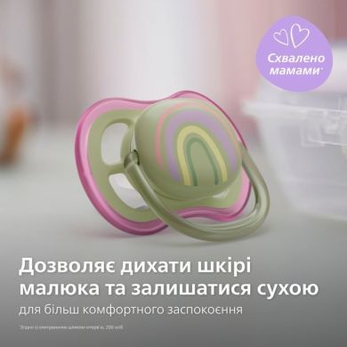 Пустушка Avent Ultra Air 0-6місяців, ортодонтична, 2 шт, для дівчат SCF085/59