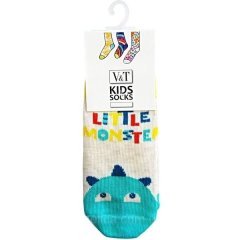 Шкарпетки дитячі V&T024-942 Little monster 8-10, Молочний меланж 4823103427613