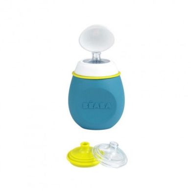 Силіконовий поїльник Beaba BabySqueez 2 в 1 блакитний 912621, Блакитний