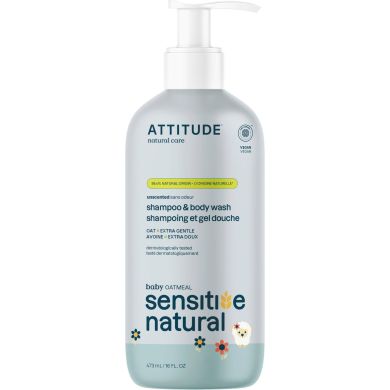 Гель для миття тіла та волосся Вівсянка 473 мл Sensitive Skin, Attitude S6707