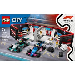 Конструктор Гараж F1 и автомобили Mercedes-AMG и Alpine LEGO City 60444