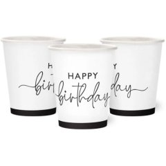 Набір стаканів паперових Happy Birthday на білому 10 шт уп 7036-0092