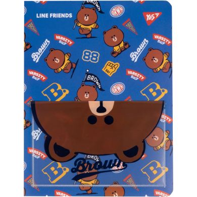 Папка з 20 файлами A4 YES Line Friends. Brown з фронтальною кишенею 492109