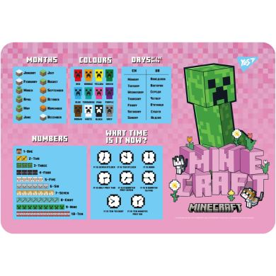 Підкладка пластикова для столу Yes Minecraft.Spring табл. англ. 492320