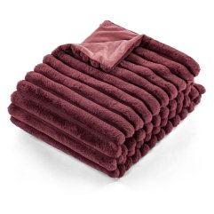 Плед з хутра кролика у смужку 130&times;170 см, бордовий Tiseco 3524APPLEBUTTER