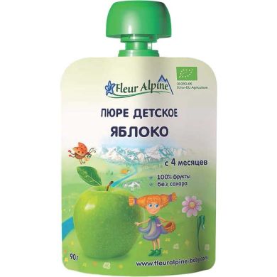 Пюре Fleur Alpine Organic Яблоко с 4 месяцев 90 г 5024688001017