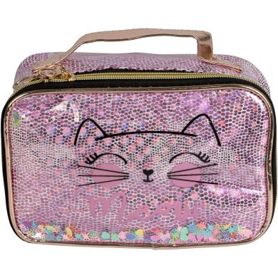 Косметичка с принтом Кошка, из конфетти 21x13x12см T21398