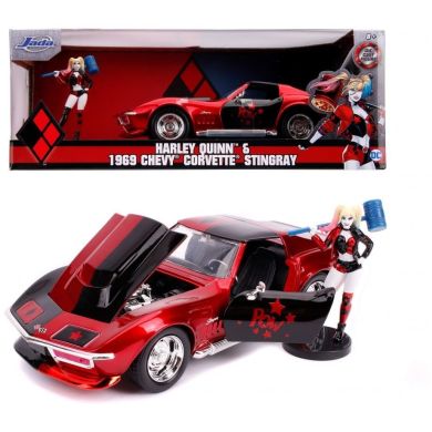 Машина металева Jada Chevrolet Corvette Stingray 1969 + фігурка Харлі Квінн 1:24 253255019