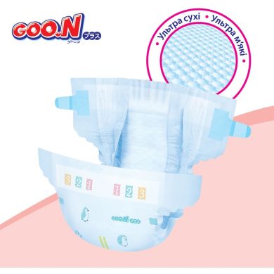Підгузки GOO.N Plus для дітей 9-14 кг (розмір L, на липучках, унісекс, 48 шт) 4902011107524, L